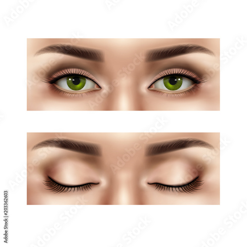Realistic Female Eyes Set