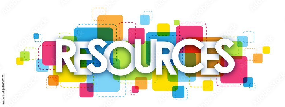 RESOURCES colourful letters banner