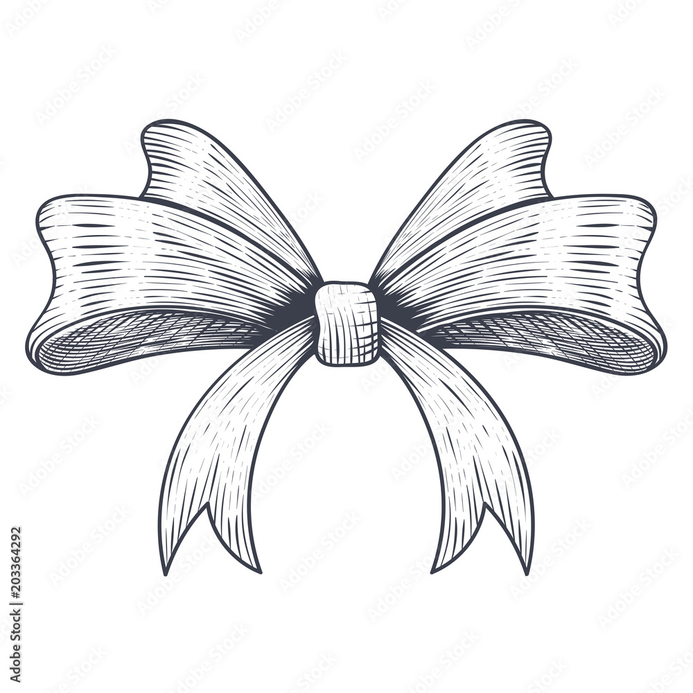 Ribbon bow. Black hand drawn sketch Ribbon bow. Black hand drawn sketch