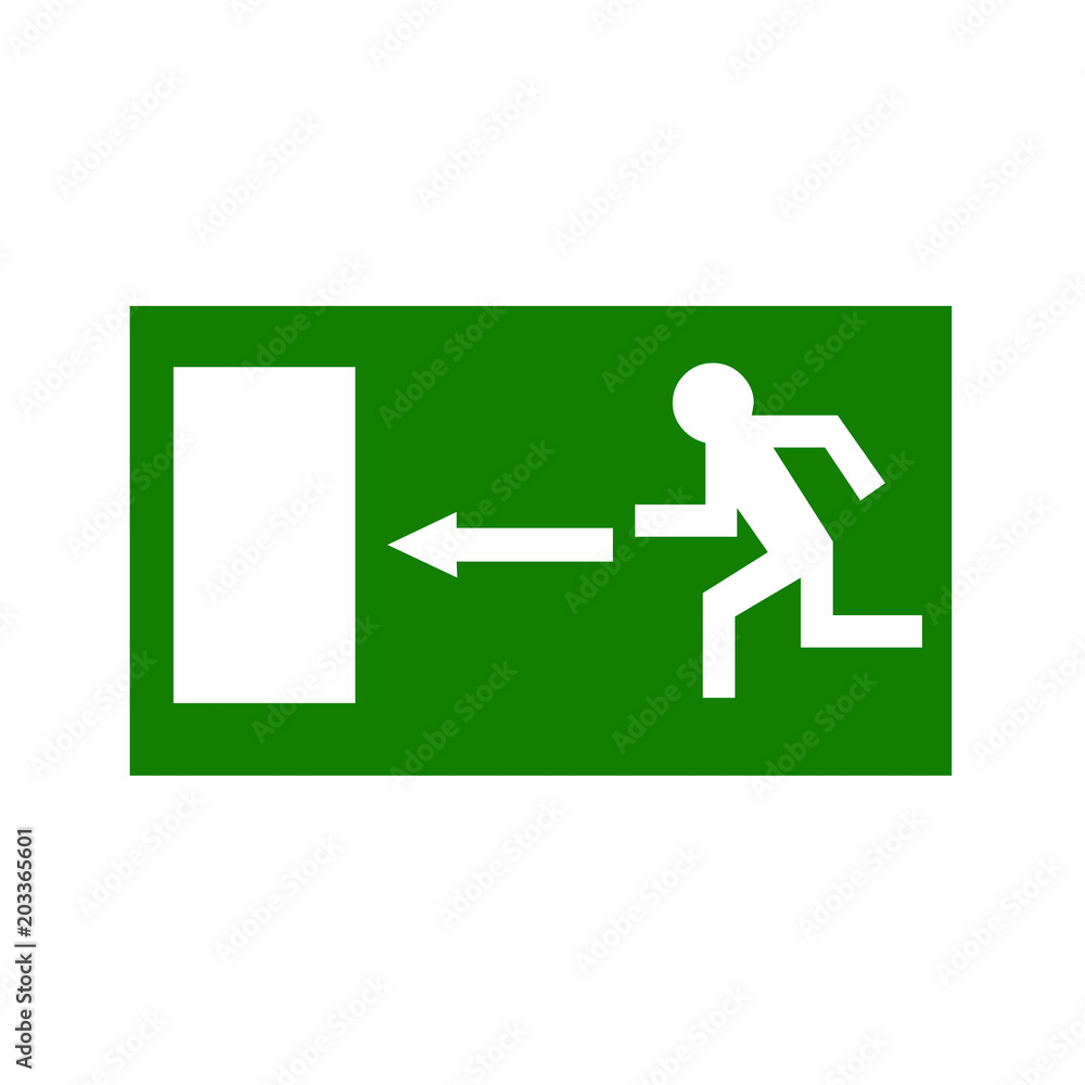 Green emergency exit sign Green emergency exit sign