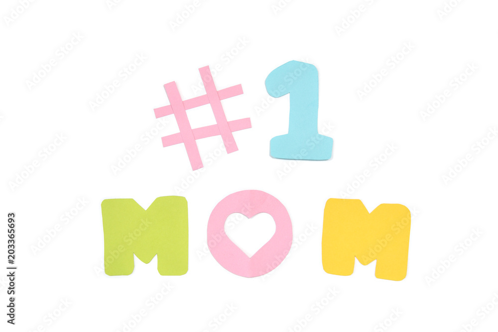 Mother day card paper cut on white background - isolated Mother day card paper cut on white background - isolated