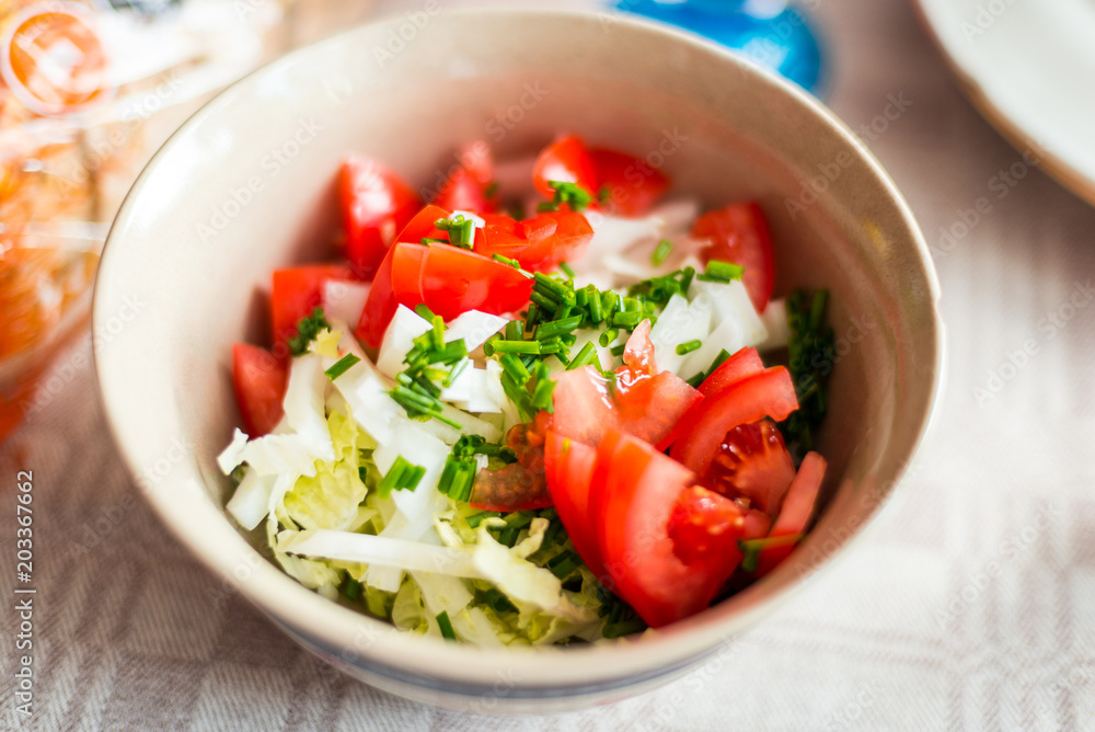 Fresh tomato and Chinese cabbage salad Fresh tomato and Chinese cabbage salad