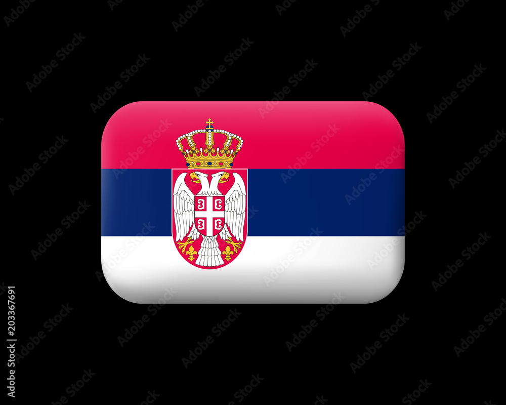 Obraz premium Flag of Serbia. Matted Vector Icon and Button. Rectangular Shape