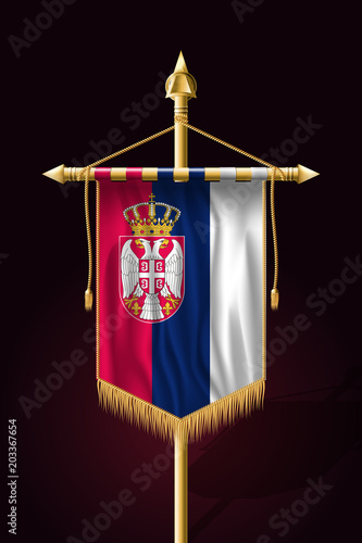 Flag of Serbia. Festive Vertical Banner. Wall Hangings
