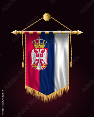 Flag of Serbia. Festive Vertical Banner. Wall Hangings