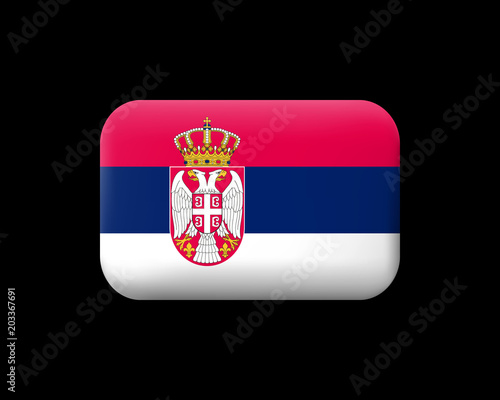 Flag of Serbia. Matted Vector Icon and Button. Rectangular Shape