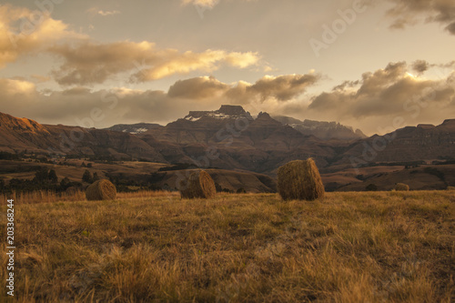 Hay Bales, Round, Early Morning, Drakensberg, KZN