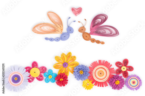 Quilling from flowers and butterflies