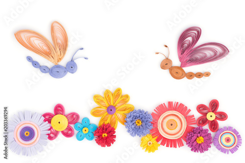 Quilling from flowers and butterflies