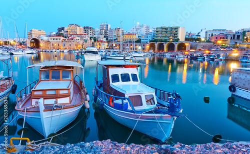 Old fishing boats in port of Heraklion