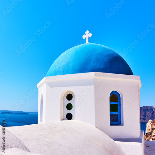 Blue dome of Greek orthodox church