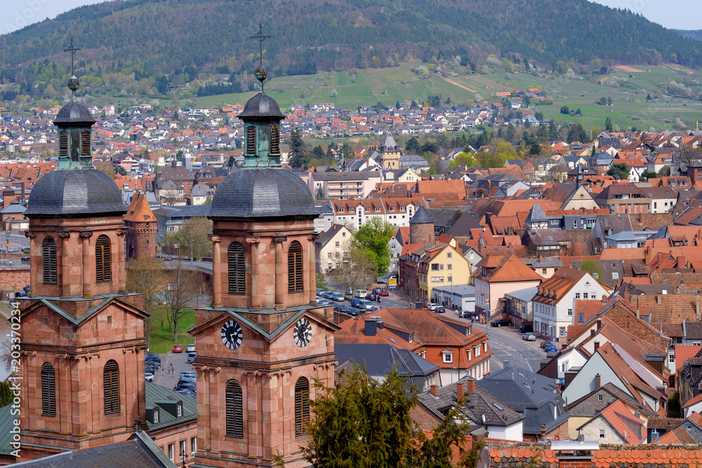 Fototapeta premium Blick auf Miltenberg mit der St-Jakobus-Kirche