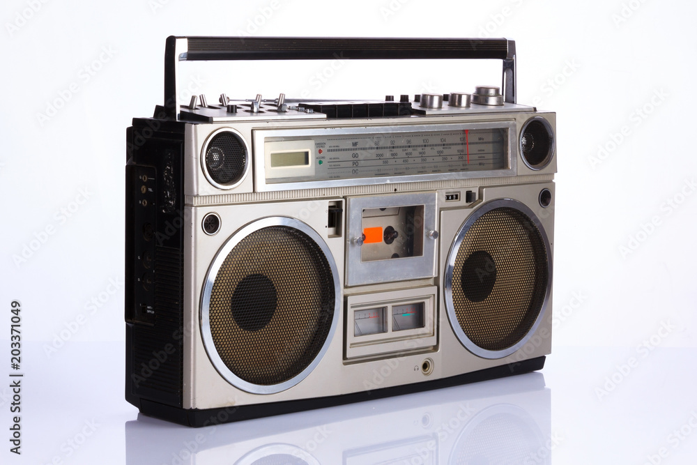 Stylish retro boombox on white Stylish retro boombox on white