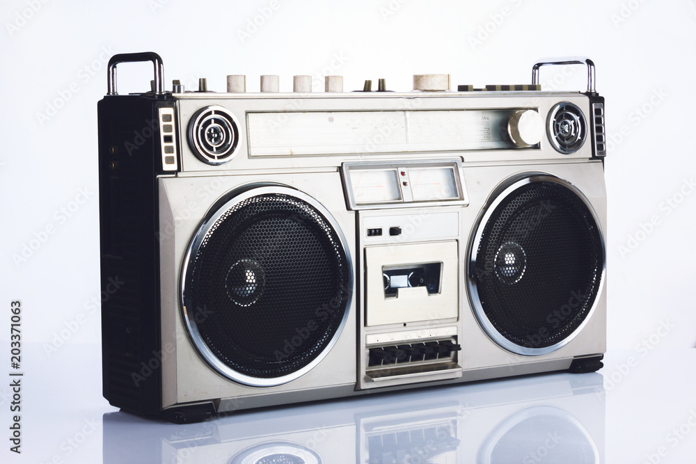 Stylish retro boombox on white Stylish retro boombox on white