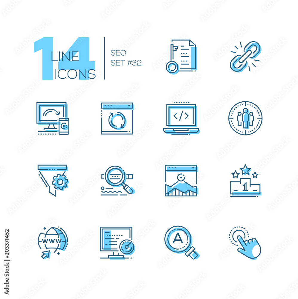 SEO - set of line design style icons SEO - set of line design style icons