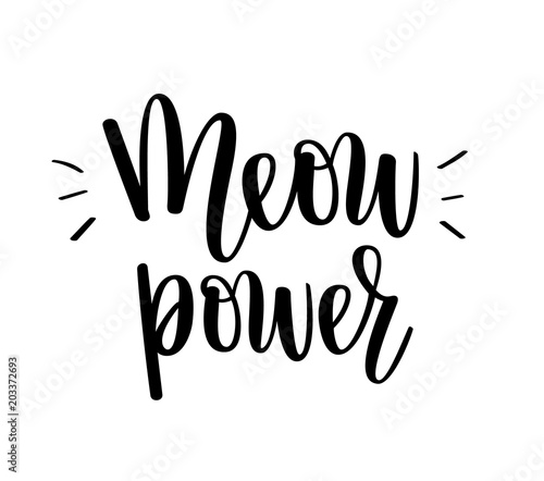 Meow power vector kitten cat love lettering