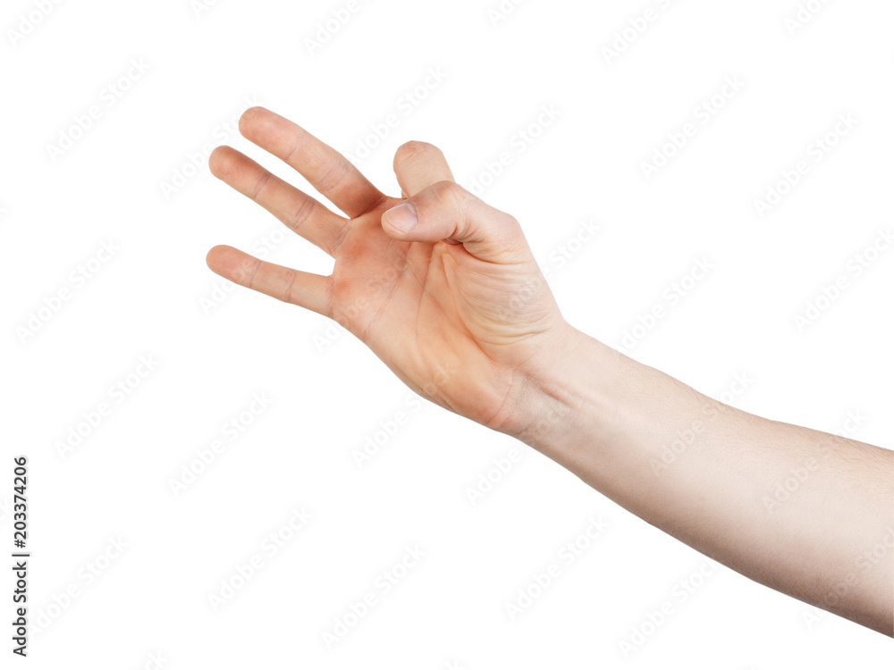 Hand showing gestures on a white background Hand showing gestures on a white background