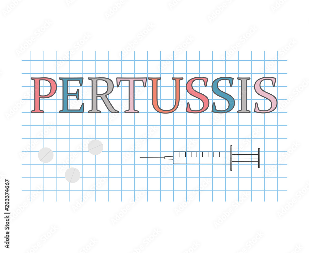 pertussis word on checkered paper sheet- vector illustration