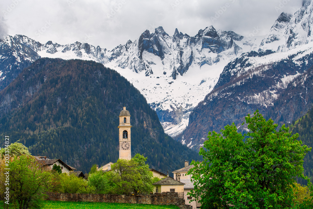 Soglio. Village of the Swiss Alps. In the Bregaglia valley, canton of the Grisons