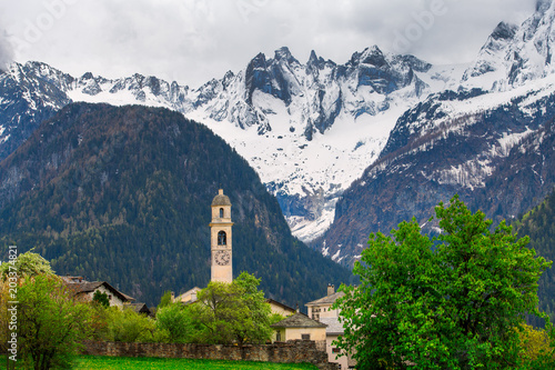 Soglio. Village of the Swiss Alps. In the Bregaglia valley, canton of the Grisons photo