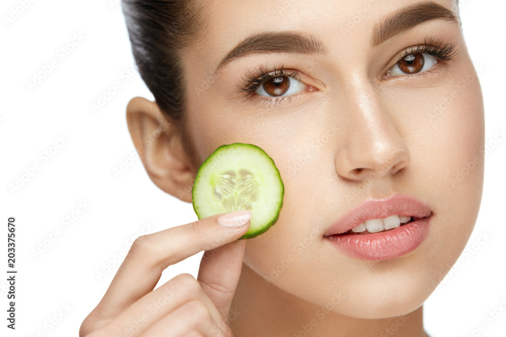 Face Beauty Care. Beautiful Woman With Natural Makeup Face Beauty Care. Beautiful Woman With Natural Makeup