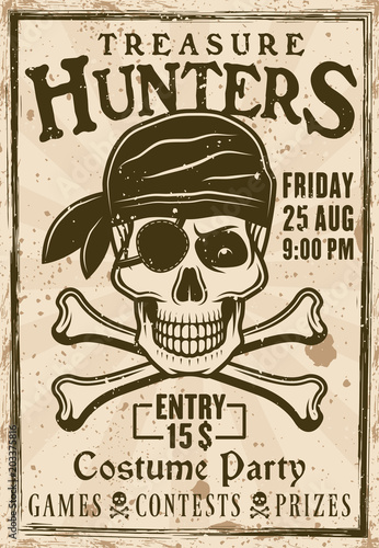 Plakat Piraci kostiumy vintage plakat z tekstem