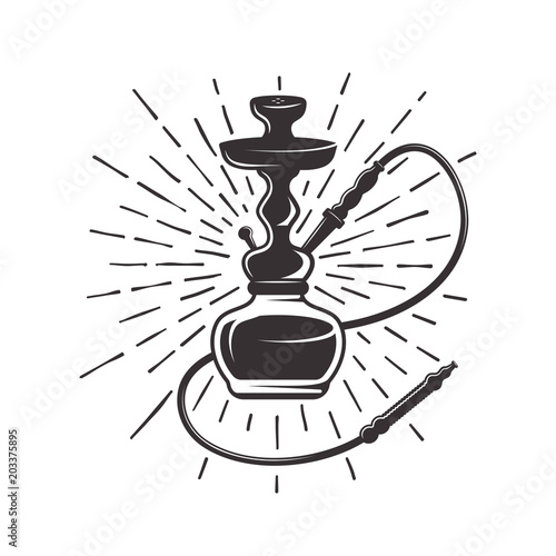 Hookah with rays vector retro illustration
