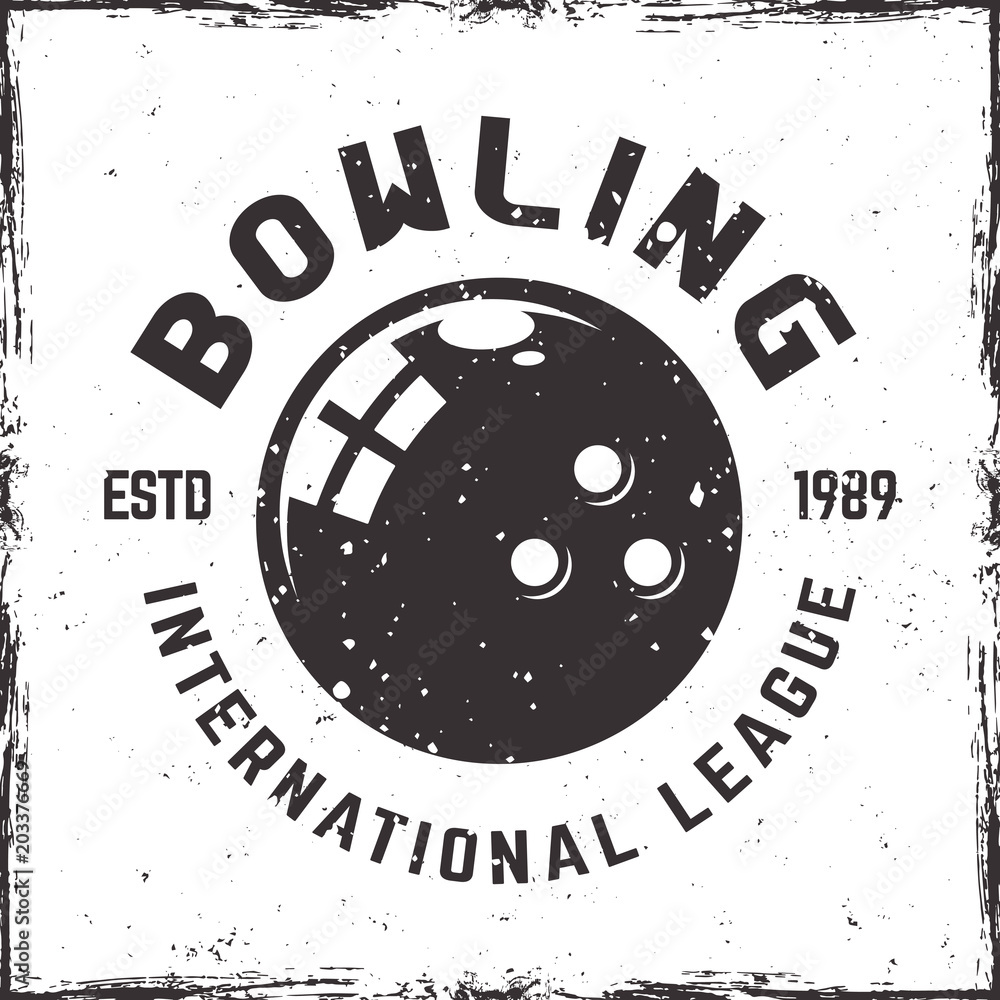 Bowling league vector emblem in vintage style