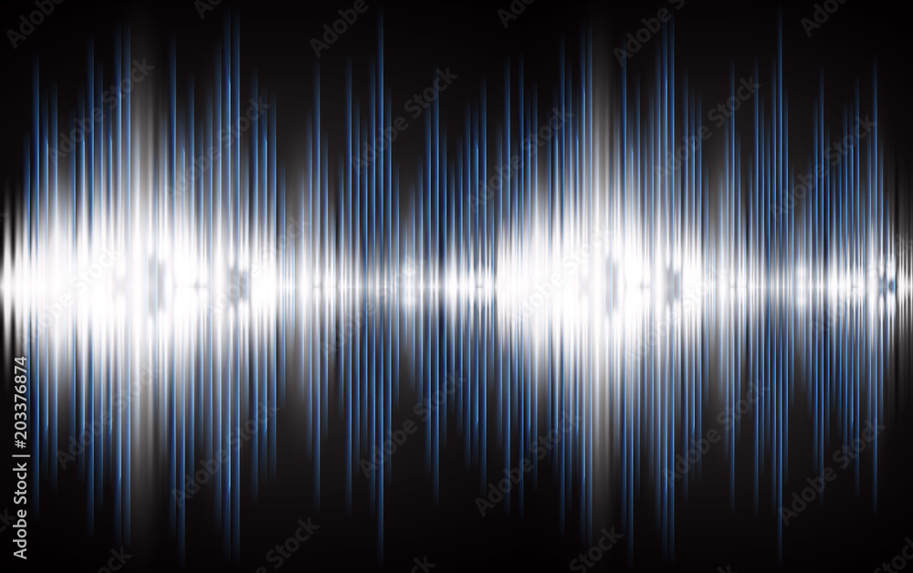 Sound waves oscillating dark blue light, Abstract technology background. Vector. Sound waves oscillating dark blue light, Abstract technology background. Vector.