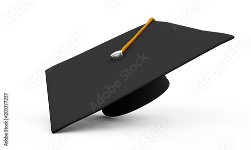 Obraz na plátně 3d illustration of graduation cap with diploma
