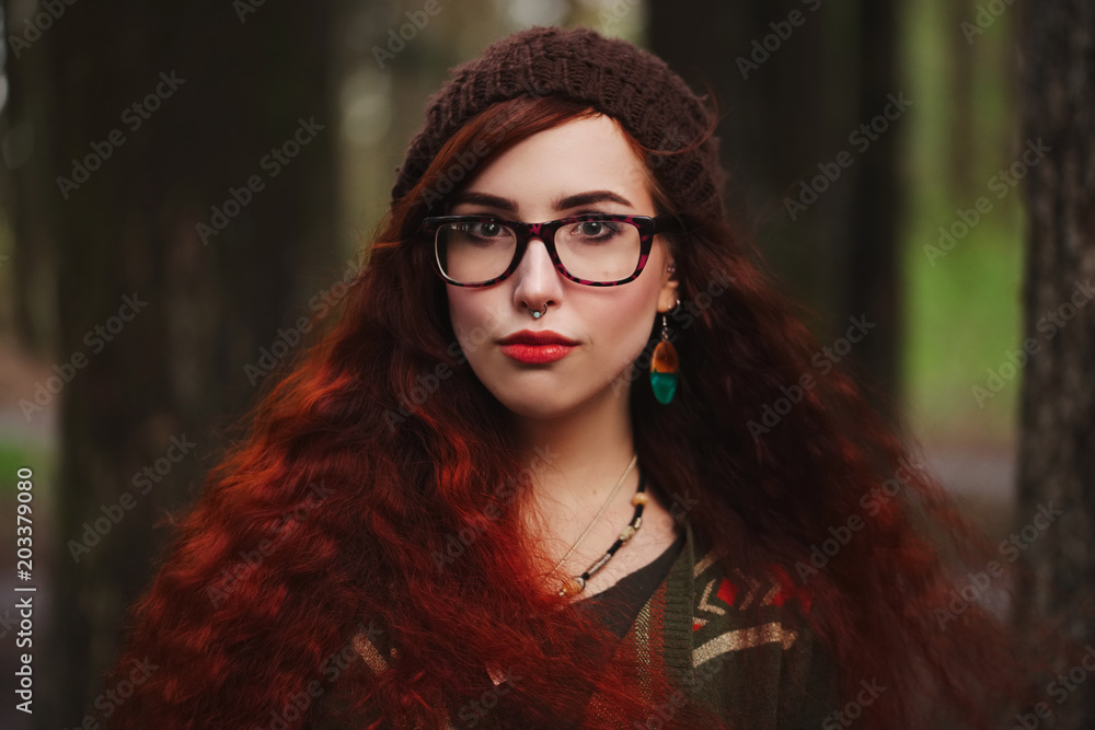 red haired girl in the forest red haired girl in the forest