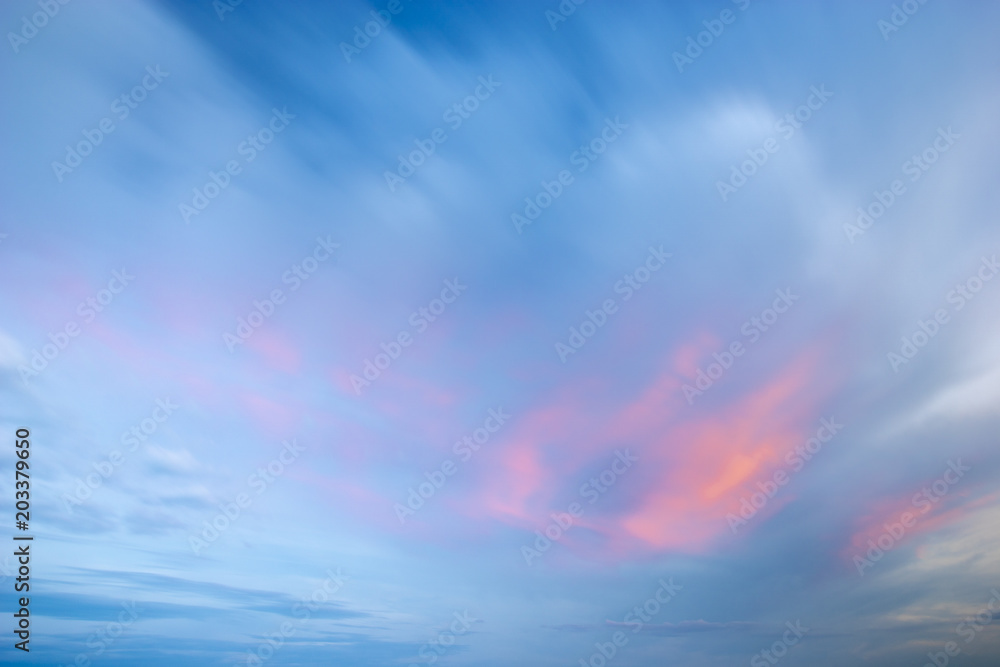 Fiery sunset, colorful clouds in the sky