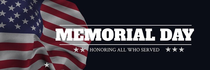 Memorial day text with USA  flag