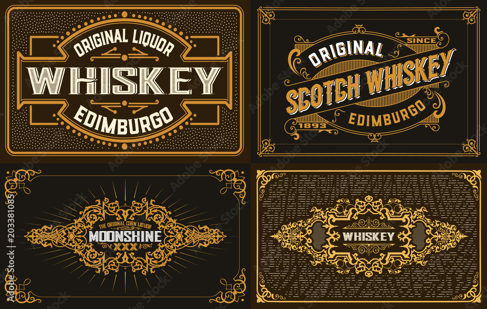 4 old labels for packing. Western style