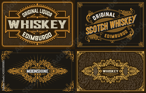 4 old labels for packing. Western style