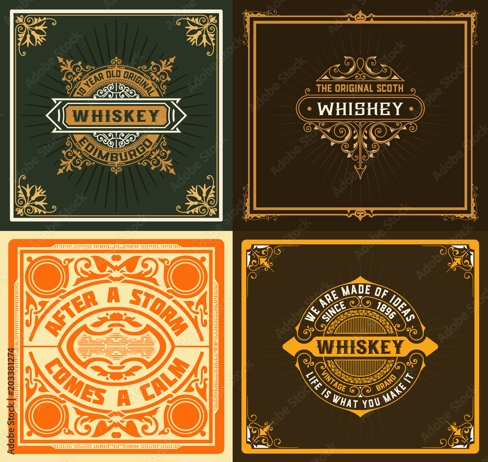 Set of 4 vintage labels. Western style