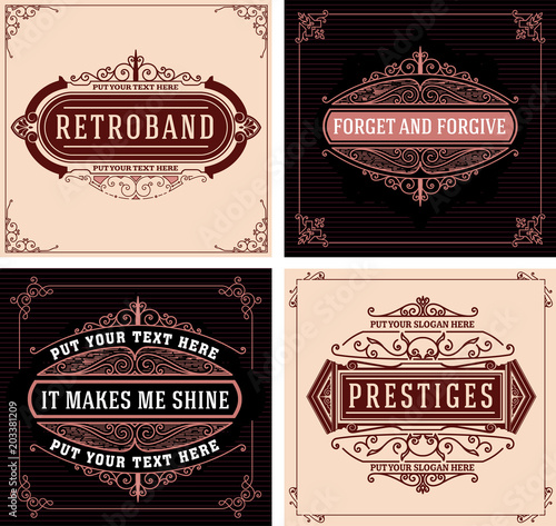 vintage logo template, Hotel, Restaurant, Business Identity set.