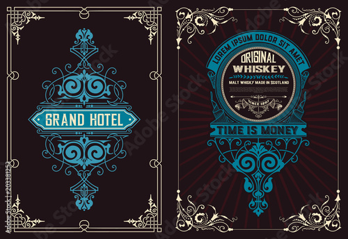 Set of 2 labels. Western style