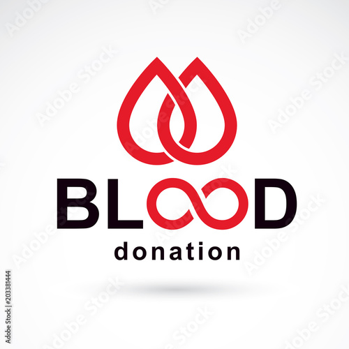 Vector blood donation inscription created with limitless symbol. Save life and donate blood conceptual illustration.