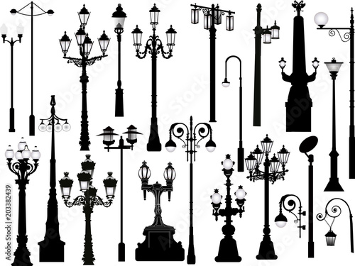set of black morden twenty two street lamps