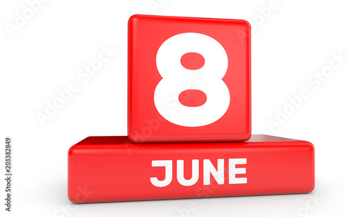 June 8. Calendar on white background.