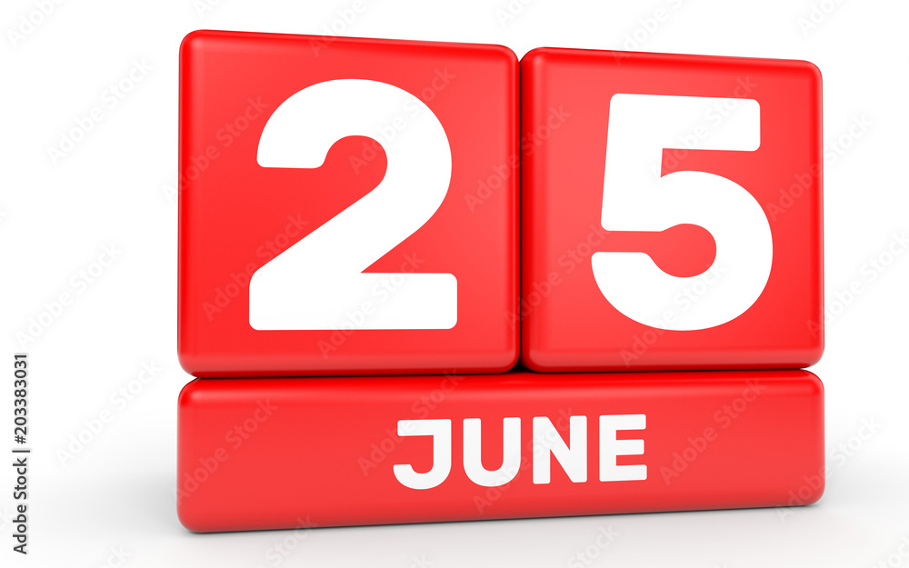 June 25. Calendar on white background. June 25. Calendar on white background.