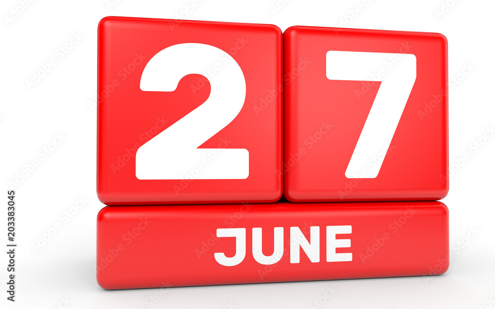 June 27. Calendar on white background. June 27. Calendar on white background.