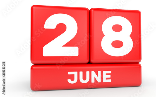 June 28. Calendar on white background.