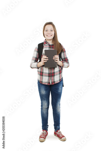 Young happy student. Isolated on white background 