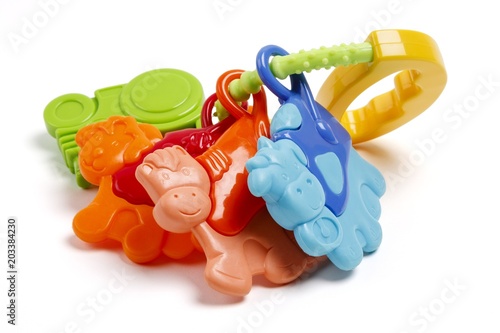 Colourful baby rattle toy.