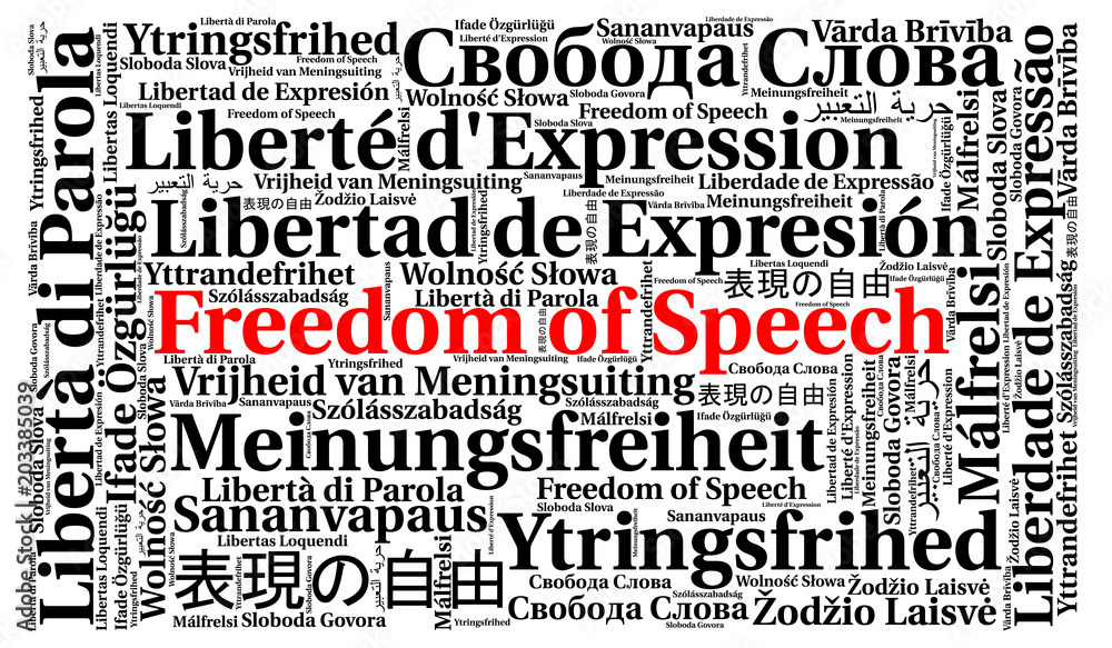 Freedom of speech in different languages word cloud Freedom of speech in different languages word cloud