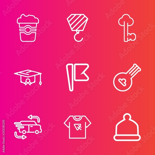 Premium set with outline vector icons. Such as coffee, university, delivery, cafe, fashion, industry, america, hot, drink, business, string, national, school, cappuccino, old, key, transportation, hat
