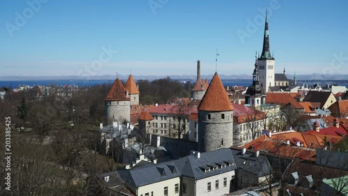 Wallpaper Mural Time lapse panorama of Tallinn old town, Estonia.  Tallinn's Old Town is one of the best preserved medieval cities in Europe. Torontodigital.ca