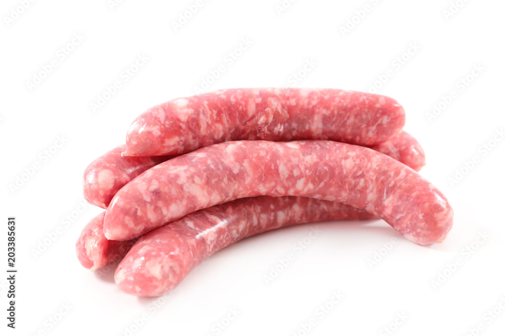 raw sausage on white background raw sausage on white background